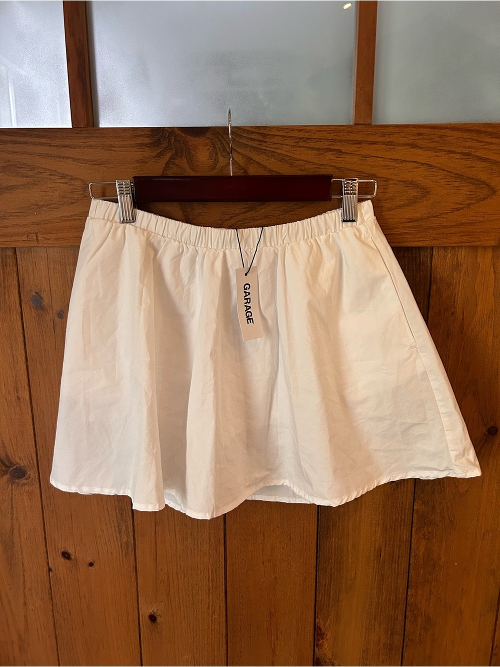 Garage Peyton Poplin Skirt -Bright White  A-Line Mini Skirt